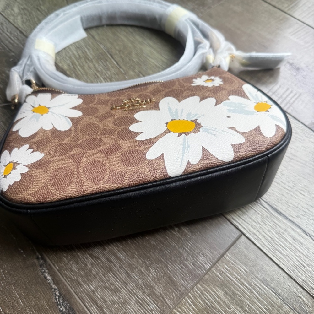Coach Teri Shoulder Bag In Signature Canvas With Floral Print Plus Chain cz586 - Picture 3 of 9